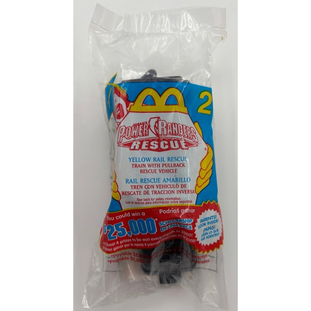 2000 Power Rangers Rescue McDonald's‎ Happy Meal #2 YELLOW RAIL RESCUE Sealed